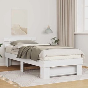 vidaXL Cadru de pat cu headboard Alb 80 x 200 cm Lemn de brad solid