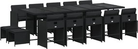 vidaXL Set mobilier de grădină cu perne, 15 piese, negru, poliratan