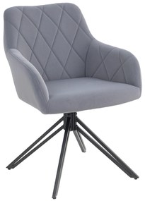 HOMCOM Fotoliu de accent in design retro imitatie catifea 58 cm x 60,5 cm x 79 cm otel gri | Aosom Romania