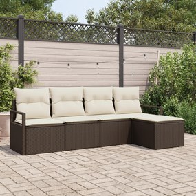 vidaXL Set de canapele pentru grădină 5 pcs Maro Rattan poli