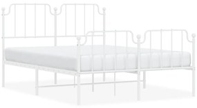373955 vidaXL Cadru pat metalic cu tăblie de cap/picioare , alb, 140x200 cm