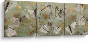 Tablou - Vintege fluturi (cu ceas) (90x30 cm)