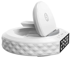 Immax 08983L - Ceas deșteptător cu LCD și încărcător wireless Qi 27W/9V alb