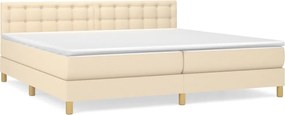 vidaXL Pat box spring cu saltea, crem, 200x200 cm, textil