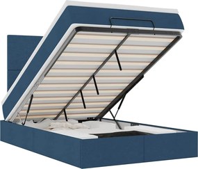 vidaXL Cadru de pat otoman cu saltea țesătură albastră 120x200cm