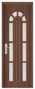 Usa Interior din MDF Novo Doors ND108, Cadru din Lemn Masiv, Geam Sablat, KIT COMPLET, Toc , Manere si balamale incluse (Culoare: Nuc, Dimensiune: 60