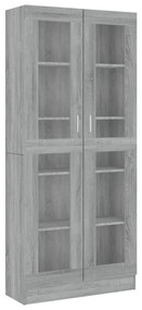 815622 vidaXL Dulap vitrină, gri sonoma, 82,5x30,5x185,5 cm, lemn prelucrat