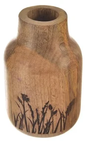 Vază din lemn de mango InDecor Meadow, 10 x 10 x15 cm