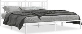 vidaXL Cadru de pat metalic cu tăblie, alb, 183x213 cm