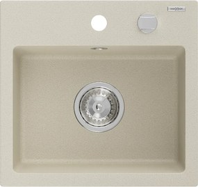 Mexen Milo chiuvetă de bucătărie din granit cu 1 cuvă, 435 x 410 mm, bej, sifon cromat - 6505441000-69