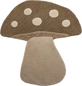 Covor pentru copii din lână, maro, în formă de ciupercă cu buline, „Mushroom", 90 x 85 cm