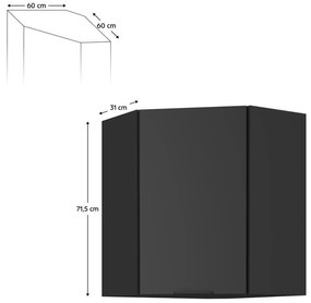 Dulap de bucătărie superior pe colț Sobera 60x60 GN 72 1F (negru). 1097000
