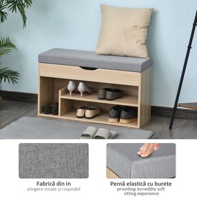 Banca din lemn pentru pantofi, 80x30x48cm HOMCOM | Aosom Romania