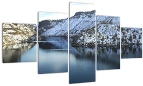 Tablou - peisaj de iarnă cu lac (125x70 cm), în 40 de alte dimensiuni noi