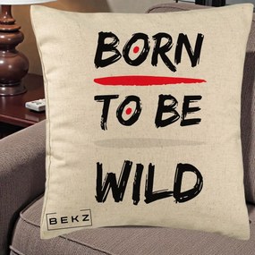 Perna Decorativa Born To Be Wild, 40x40 cm, Bej, Husa Detasabila, Perna Inclusa, BEKZ®