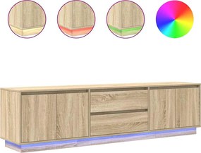 vidaXL Dulap TV cu lumini LED Stejar Sonoma 193,5x41x50 cm