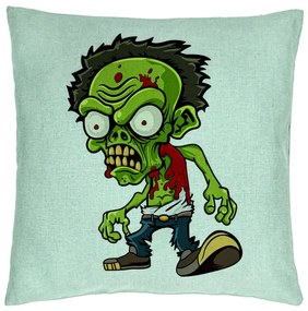 Perna Decorativa, Model Zombie, 40x40 cm, Verde Menta, Husa Detasabila, Burduf