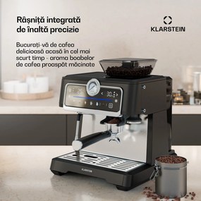 Klarstein Aparat de cafea GrandPresso Touch, 20 bar, râșniță integrată, indicator de presiune, spumă de lapte