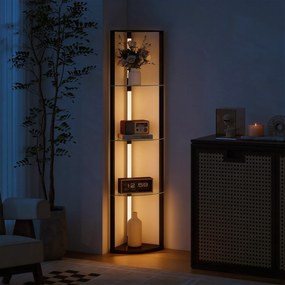 HOMCOM Lampă de podea cu 5 rafturi și lumină LED, 3 niveluri de luminozitate și întrerupător cu pedale, Negru | Aosom Romania