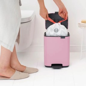 Cos de gunoi Brabantia Bo Pedal 1010445, 7 l, Inchidere lenta, Baza cauciucata, Roz
