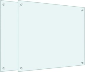 vidaXL Panou antistropi bucătărie 2 buc. alb 70x60cm sticlă securizată