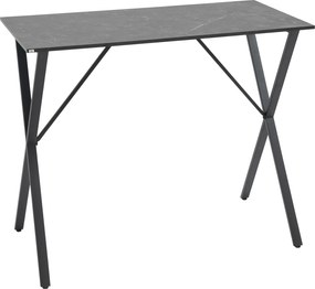 HOMCOM Masă de Bar Rectangulară pentru 4, Blat Efect de Marmură, Design Modern, 120x60x102 cm, Negru | Aosom Romania