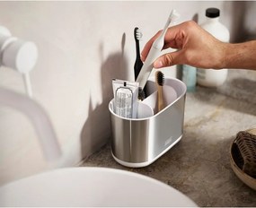 Suport pentru periuța de dinți argintiu din oțel inoxidabil Duo Steel – Joseph Joseph