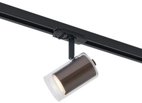 Spot modern bronz închis cu sticlă transparentă pentru sistem de șină monofazat - Iconic Lloyd