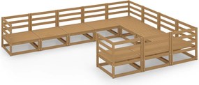 vidaXL Set mobilier relaxare de grădină, 10 piese, lemn masiv de pin