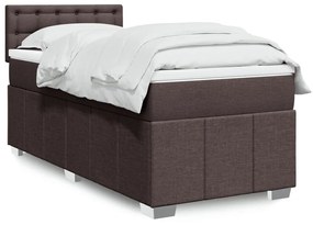 vidaXL Pat box spring cu saltea, maro închis, 100x200 cm, textil