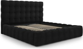 Pat tapitat cu tablie si lada depozitare, Mamaia, Micadoni Home, BL, 180x200 cm, catifea, negru