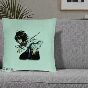 Perna Personalizata Death Note L Lawliet Lanturi, 40x40 cm, Verde Menta, Husa Detasabila, Perna Inclusa, BEKZ®