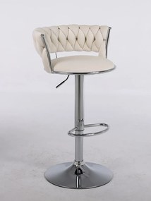RESIGILAT- Scaun bar, rotativ, înălțime reglabilă, Catifea, Ivory