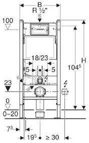 Set rezervor wc incastrat, Geberit, Duofix, si clapeta alba, Delta 51, pentru vase WC suspendate