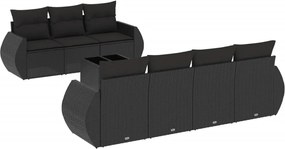 vidaXL Set mobilier de grădină cu perne, 8 piese, negru, poliratan