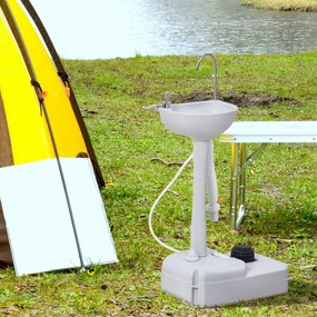 Outsunny Chiuvetă Portabilă cu Rezervor de Apă 17L și 2 Roți, 51x33.5x103cm | Aosom Romania