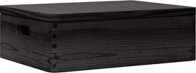 vidaXL Cutie din lemn cu capac și mânere negru lemn masiv de pin
