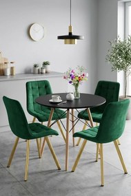 Scaun de masa CIEZA VELVET cu picioare aurii, verde