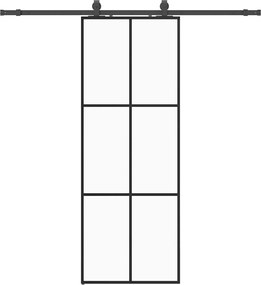 vidaXL Ușă glisantă cu set de feronerie neagră 76x205 cm Sticlă ESG