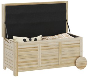 Outsunny Cutie de Depozitare pentru Grădină cu Roți si Prelată Interioară Rezistentă, 110x50x50 cm, Lemn Natural | Aosom Romania