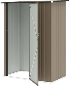 Outsunny Căsuță de Grădină 1.07m² din Oțel Zincat, Depozit pentru Unelte cu Ușă Blocabilă, Acoperiș Înclinat, 142x86x189 cm, Maro | Aosom Romania