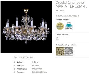 Candelabru 10 brate design LUX Cristal Bohemia Exclusive MARIA TEREZIA 45