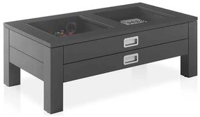 MASUTA CAFEA INGA, 110X60X38.5 CM, 2 SERTARE, CULOARE GRI, BLAT STICLA, CADRU MDF