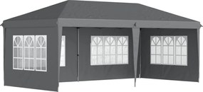 Outsunny Tonelă pop-up pliabilă - cort pentru recepții - 3 x 6 m 3 laturi demontabile gri | Aosom Romania