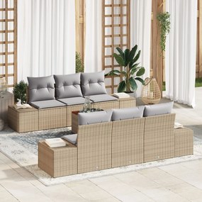 vidaXL Set canapea grădină 7 pcs Bej, gri deschis 55 x 55 x 37 cm