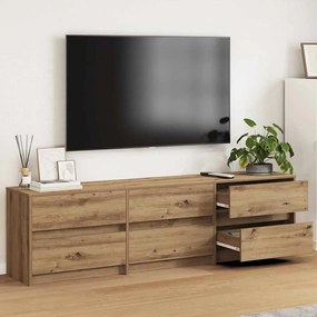 vidaXL Cabinet TV cu lumini cu bandă LED cu sertar cu depozitare Maro 181 x 34 x 50 cm