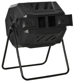 Outsunny Compostor Domestic de Grădină și Balcon din Plastic, Recipient Rotativ pentru Compost, 71x64x96 cm, Negru | Aosom Romania