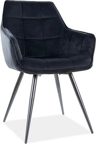 Scaun Lilia, negru, stofa catifelata/metal, 59x45x90 cm