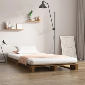 821420 vidaXL Pat din paleți Single 2FT6 maro miere 75x190 cm lemn masiv pin