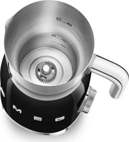 Aparat pentru spumarea laptelui Smeg MFF11BLEU, 500 W, 600 ml, 8 programe, Cana detasabila, Oprire automata, Negru